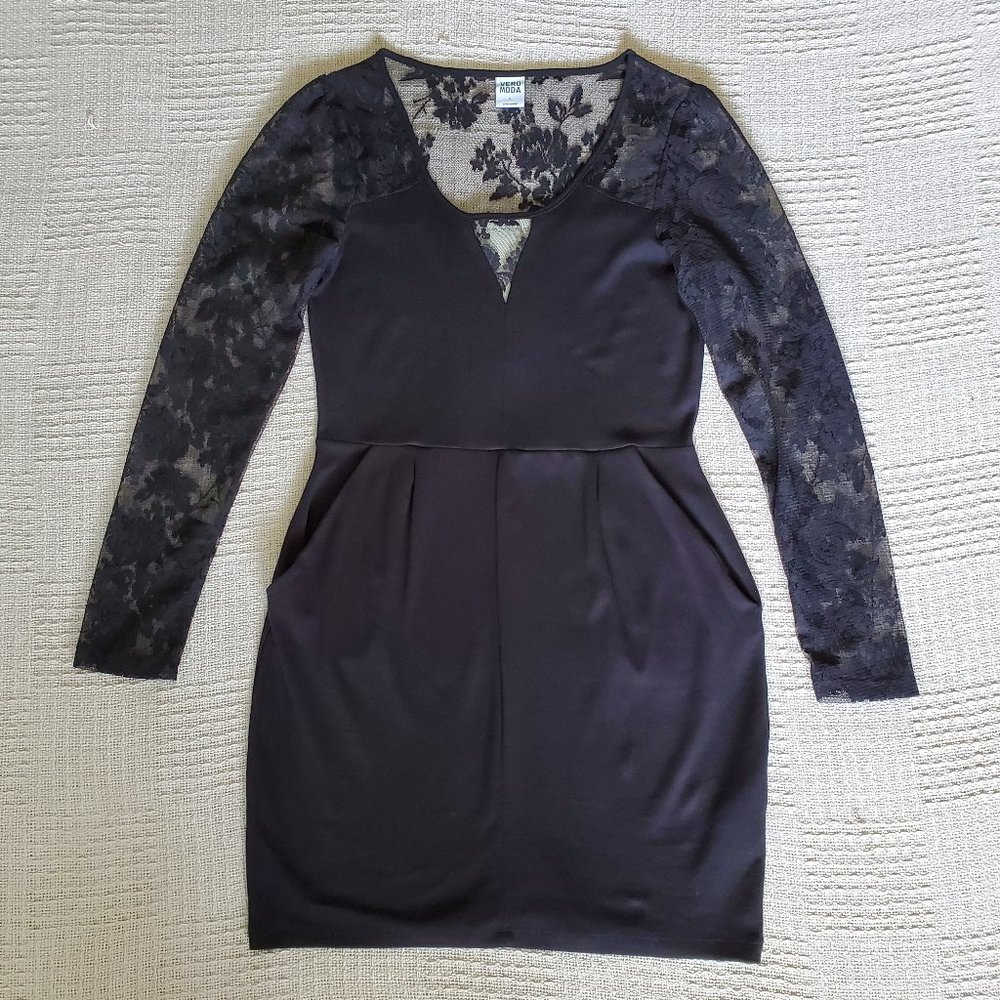Vera Moda Black Cotton & Lace Dress (NWOT)